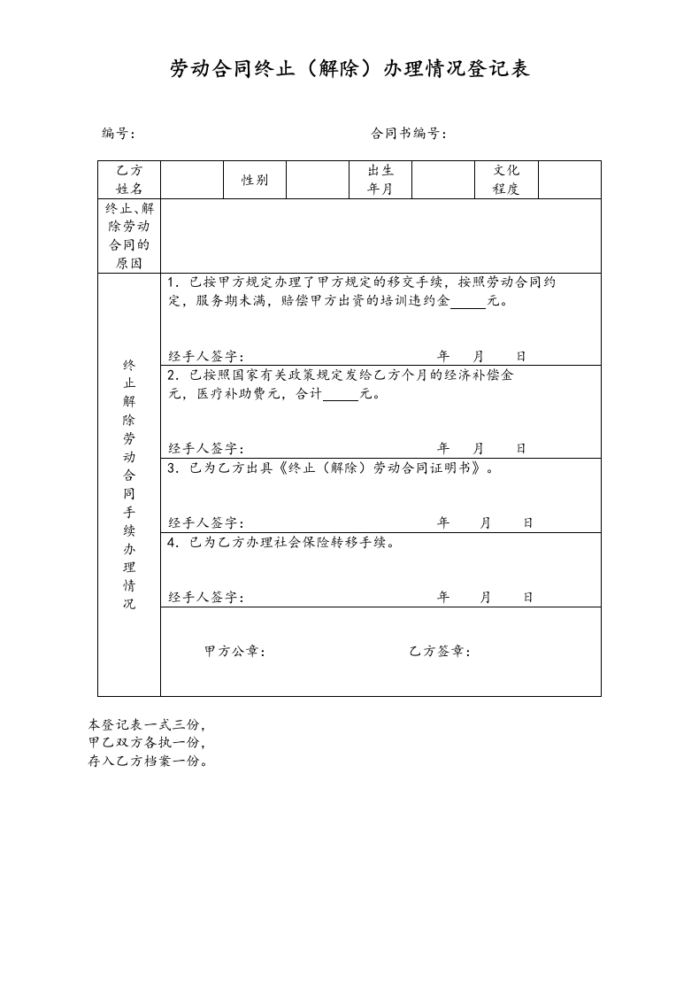 10-【附件】-12-劳动合同终止办理情况登记表 - 新网知识库-新网知识库