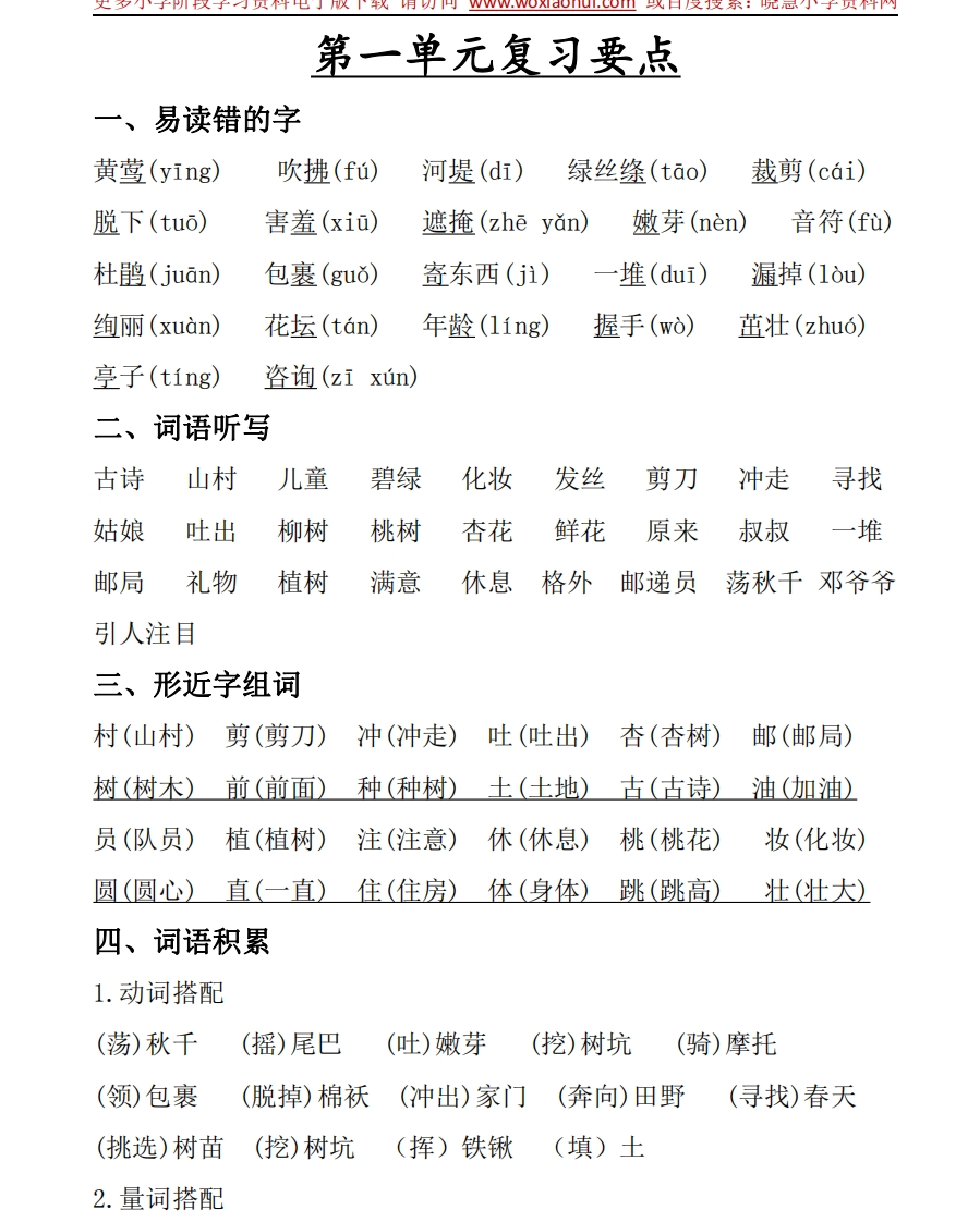 2021年部编版二年级下册语文单元复习资料 - 新网知识库-新网知识库
