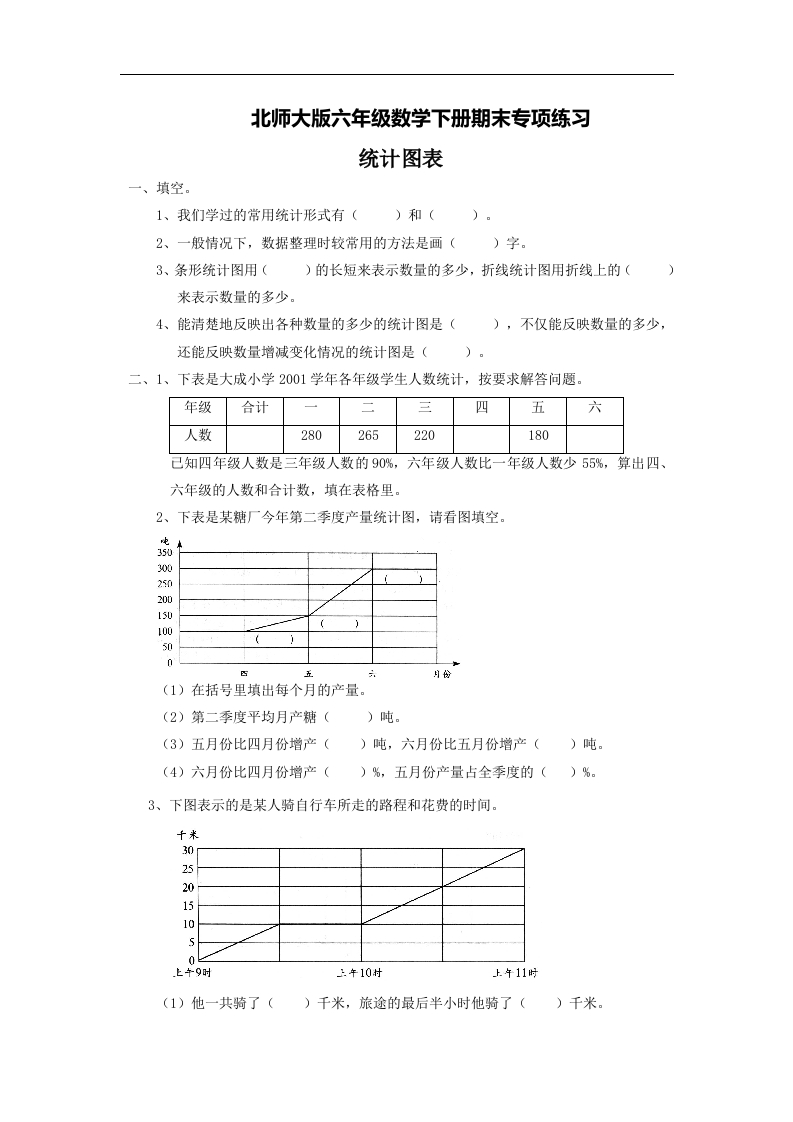2022：北师大版小学数学6年级下册专项练习—统计图表 - 新网知识库-新网知识库