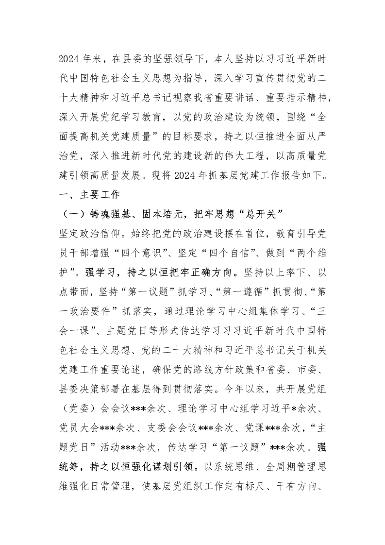 2024年度书记抓基层党建工作述职评议报告 - 新网知识库-新网知识库
