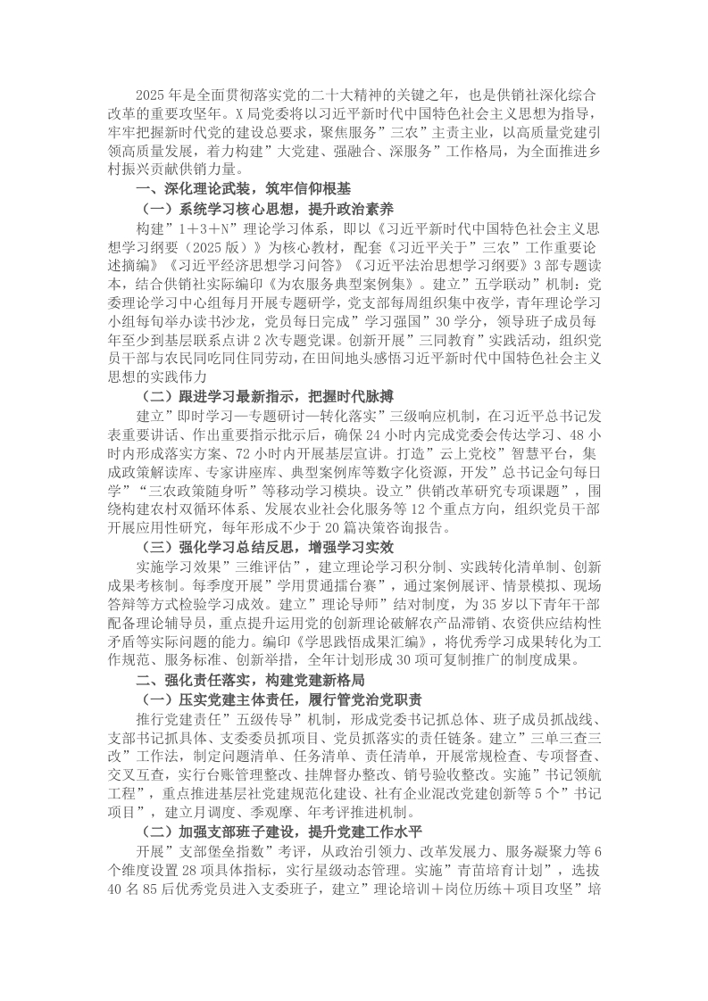 2025年局党建工作实施方案 - 新网知识库-新网知识库