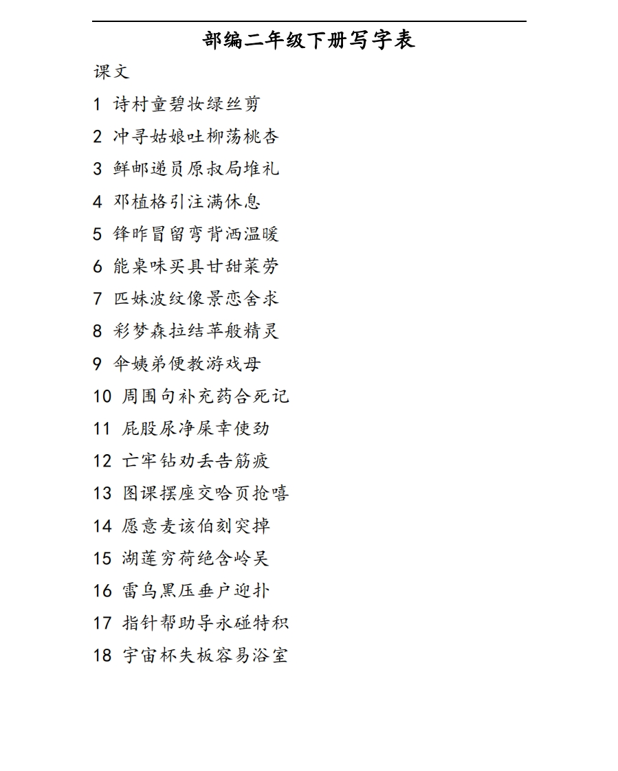 【写字表词语表】部编二年级下写字表和词语表 - 新网知识库-新网知识库