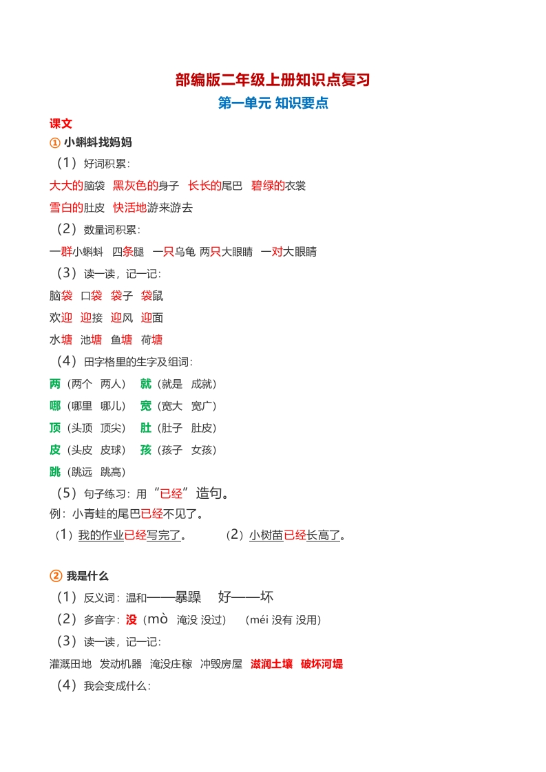 【知识要点】二年级语文上册课文知识点 - 新网知识库-新网知识库