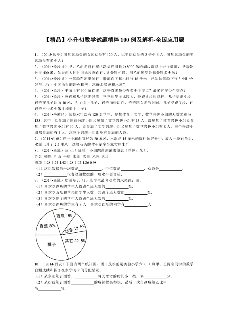 【精品】小升初数学试题精粹100例及解析全国应用题(1) - 新网知识库-新网知识库