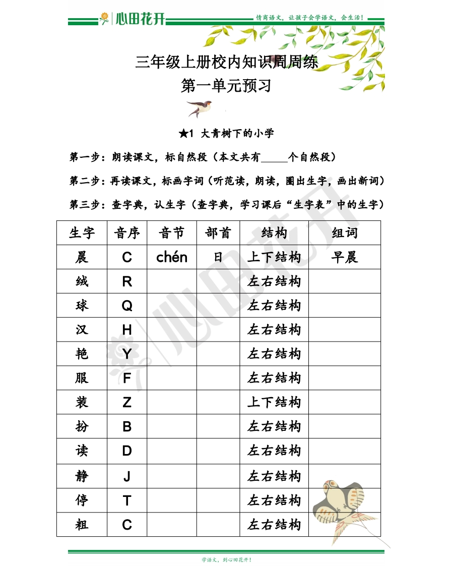【语文基本功训练营】—三年级上册校内知识周周练第1单元预习（部编版） - 新网知识库-新网知识库