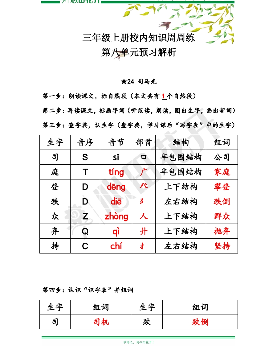 【语文基本功训练营】—三年级上册校内知识周周练第8单元预习解析（部编版） - 新网知识库-新网知识库