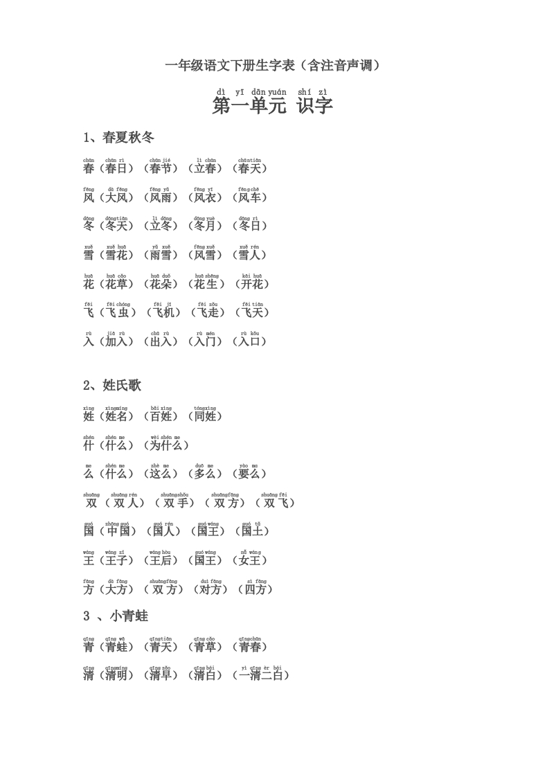 一年级下册生字表组词(含注音声调全) - 新网知识库-新网知识库
