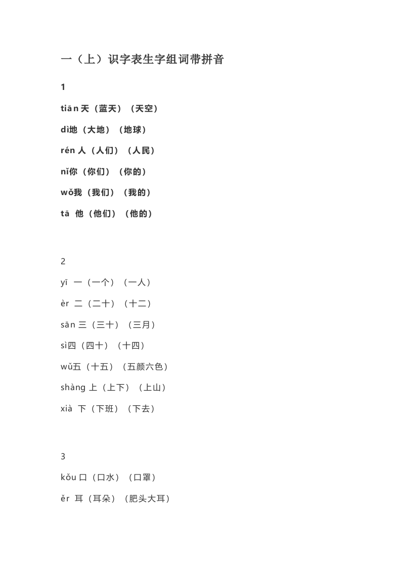一（上）语文识字表生字组词带拼音（7） - 新网知识库-新网知识库