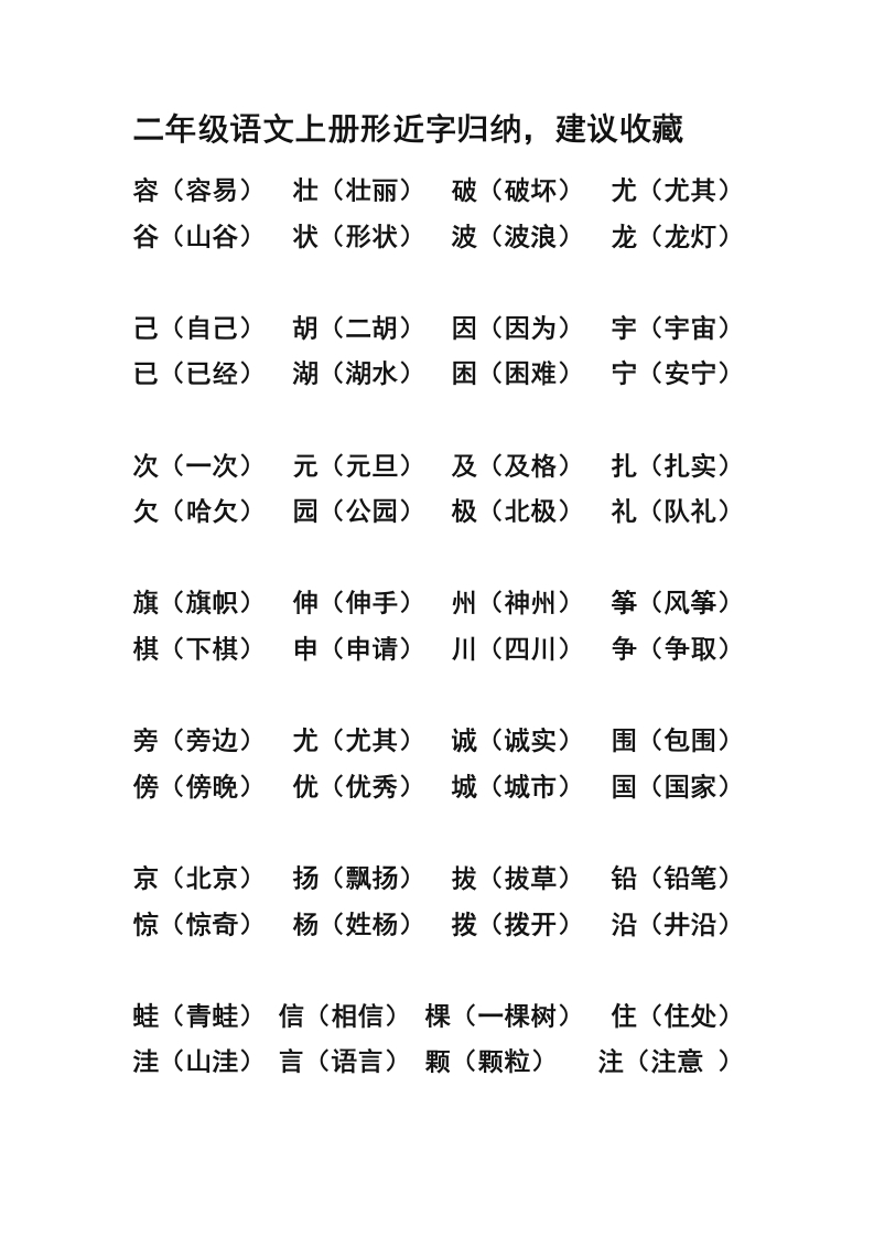 二年级上册-语文形近字.同音字归类 - 新网知识库-新网知识库