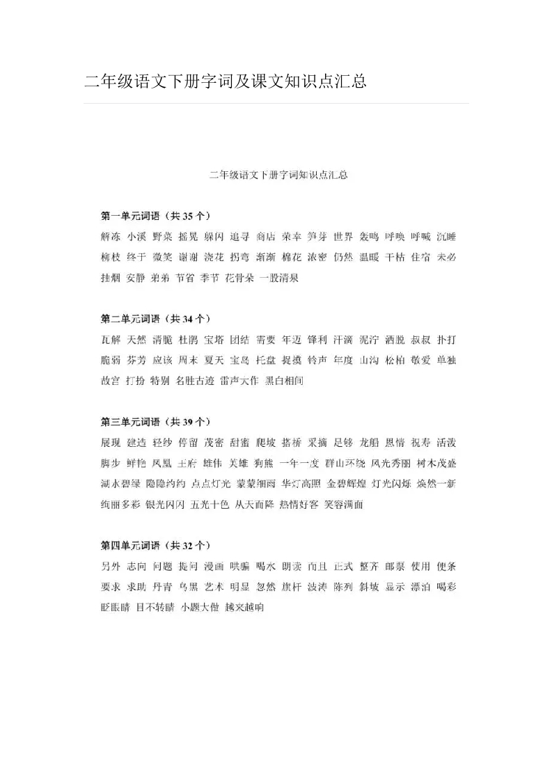 二年级语文下册字词及课文知识点汇总(1) - 新网知识库-新网知识库