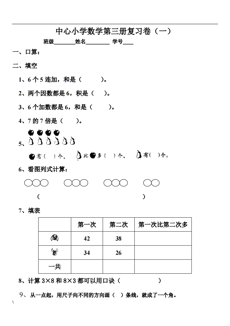人教版小学数学二年级上册总复习试卷（题） - 新网知识库-新网知识库