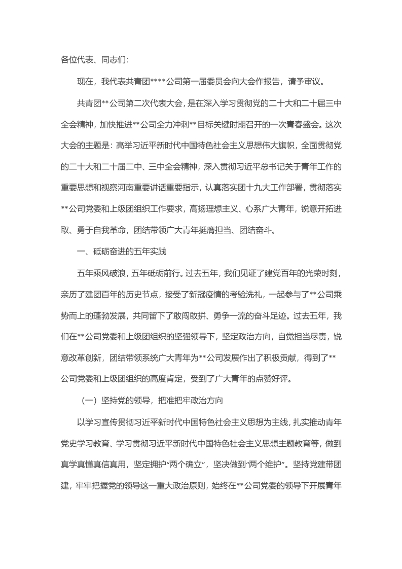 公司团委换届5年工作报告 - 新网知识库-新网知识库