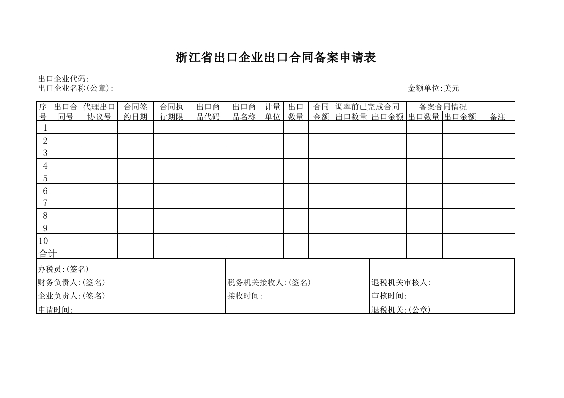 出口合同备案申请表 - 新网知识库-新网知识库