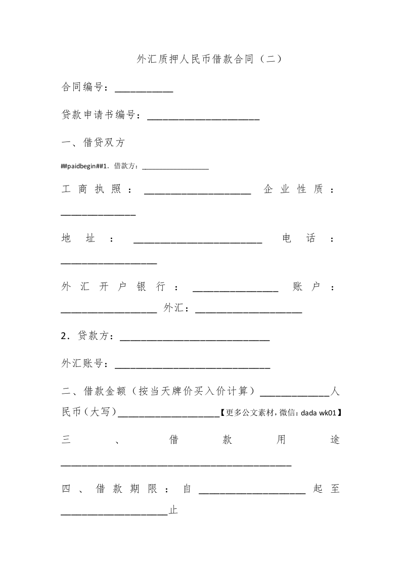 外汇质押人民币借款合同（二） - 新网知识库-新网知识库
