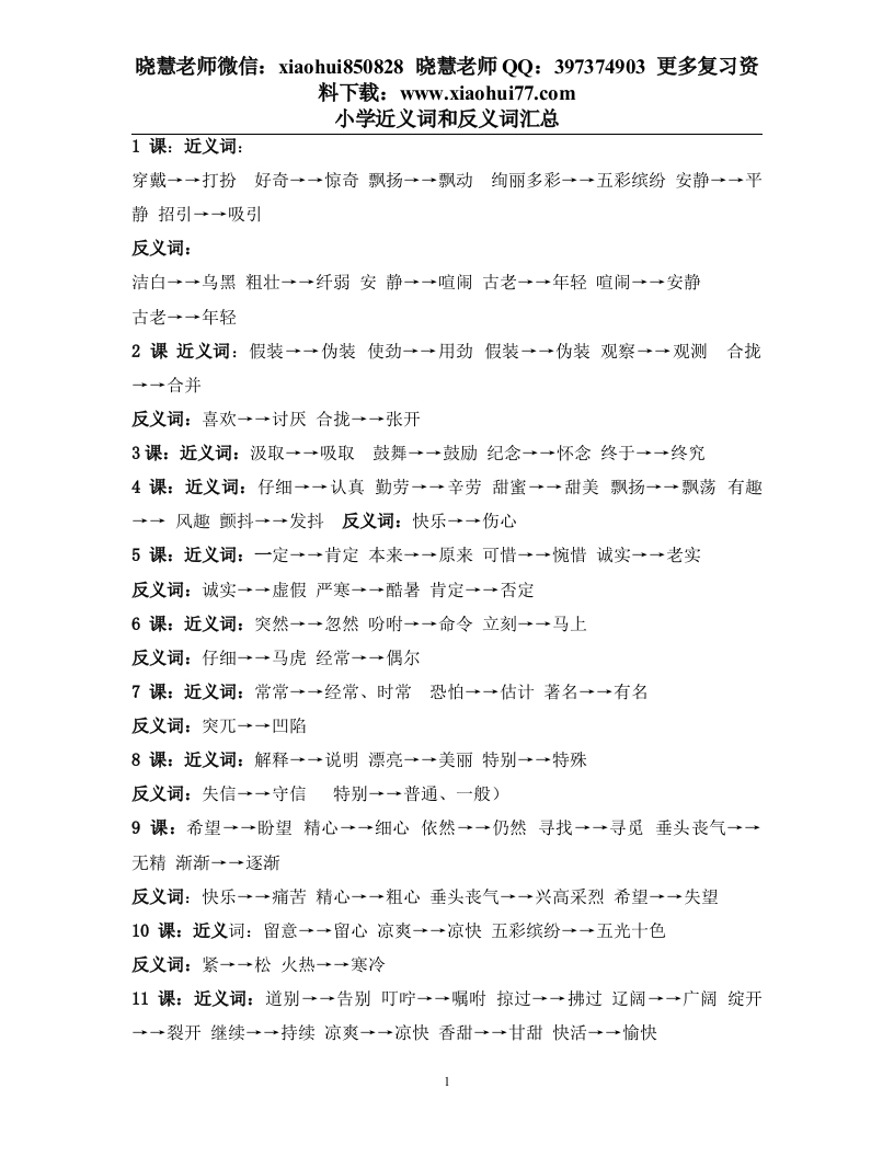 小升初复习：小学1-6年级常用近反义词汇总 - 新网知识库-新网知识库