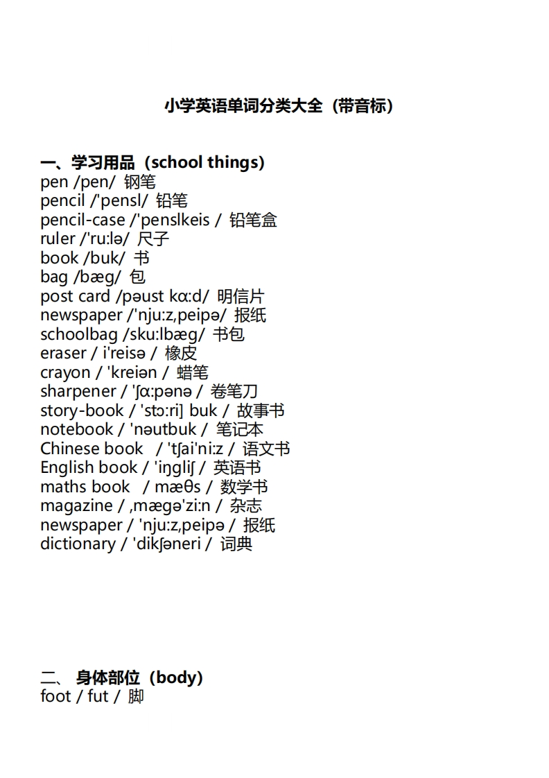 小升初考试专项：小学英语1-6年级单词分类表大全（带音标） - 新网知识库-新网知识库