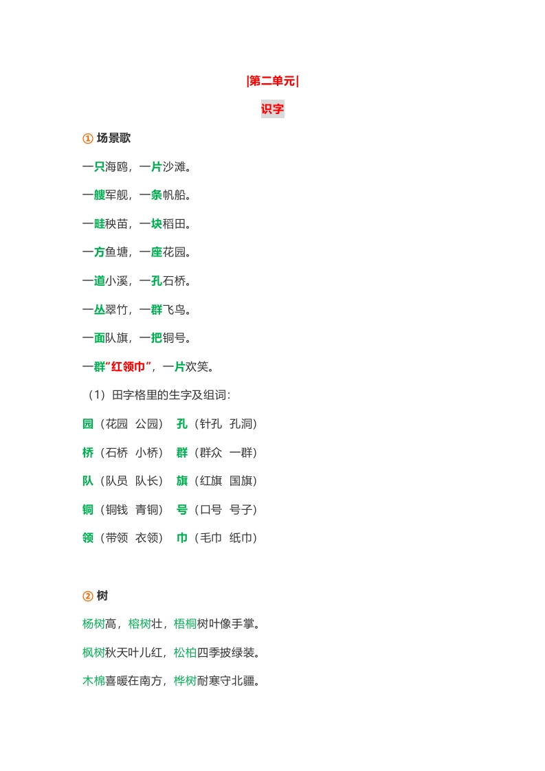 小学二年级上册-语文第二单元知识点 - 新网知识库-新网知识库