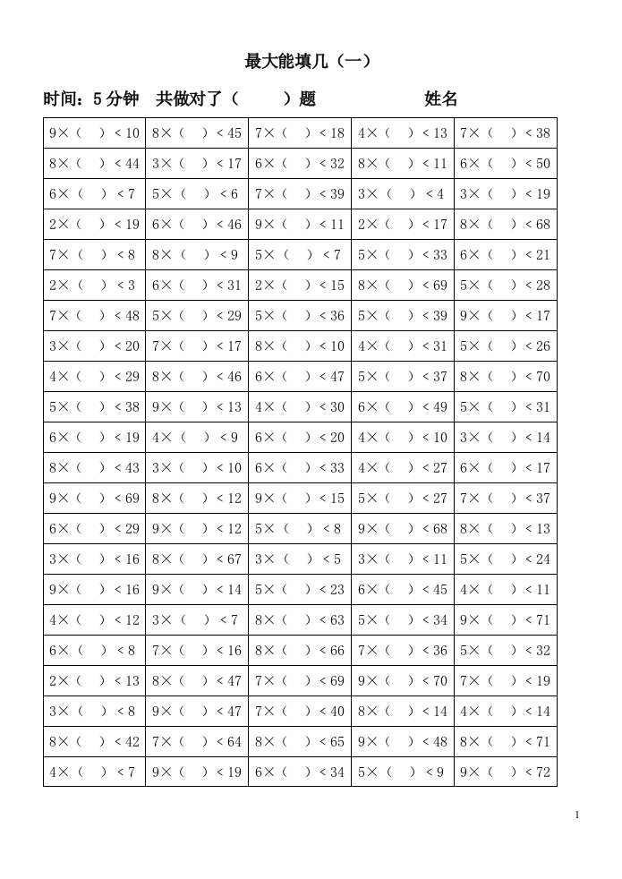 小学数学二年级上册-乘法算式中最大能填几 - 新网知识库-新网知识库