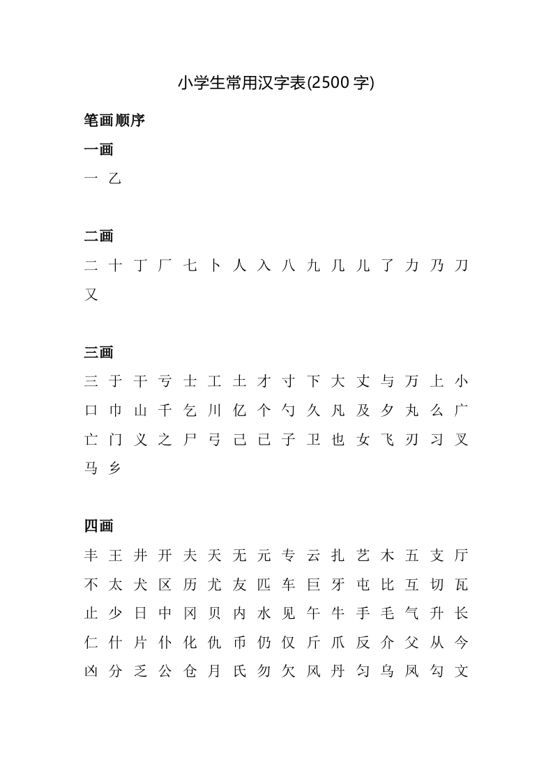 小学生常用汉字表2500字 - 新网知识库-新网知识库
