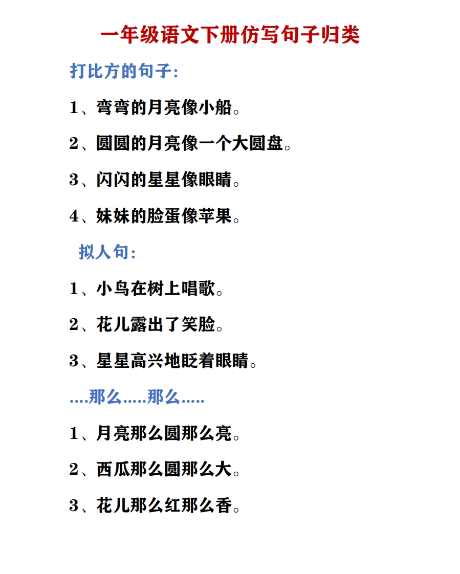 小学语文一年级下册仿写句子 - 新网知识库-新网知识库