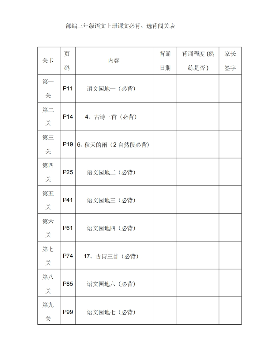 小学部编版三年级语文上册课文必背、选背内容汇总 - 新网知识库-新网知识库
