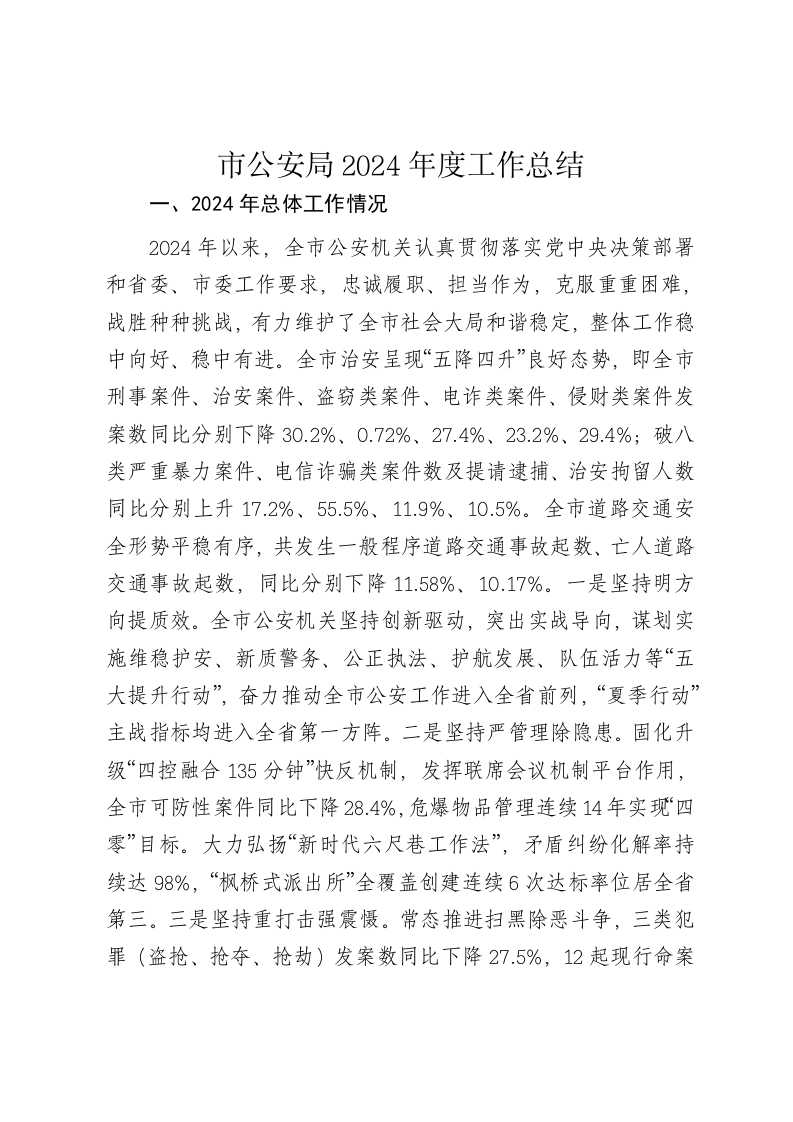 市公安局2024年度工作总结 - 新网知识库-新网知识库
