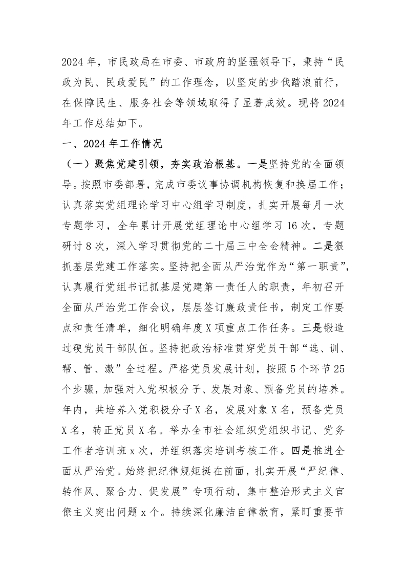 市民政局2024年工作情况总结及下一步工作计划 - 新网知识库-新网知识库