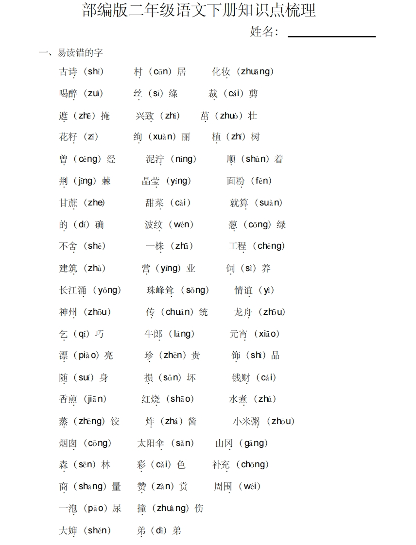 最新版部编版二年级下册语文期末总复习知识点梳理(1) - 新网知识库-新网知识库