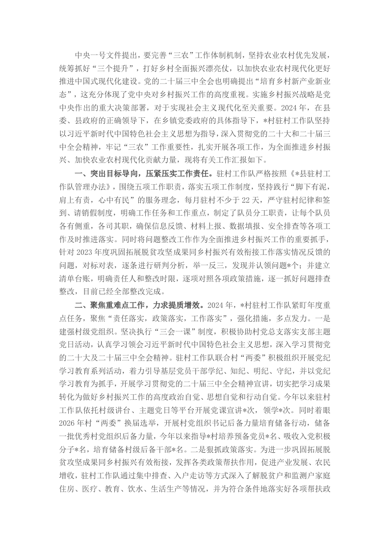 村驻村工作队2024年度工作总结 - 新网知识库-新网知识库