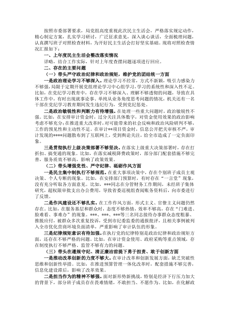 某市审计局领导班子2024年对照检查材料 - 新网知识库-新网知识库