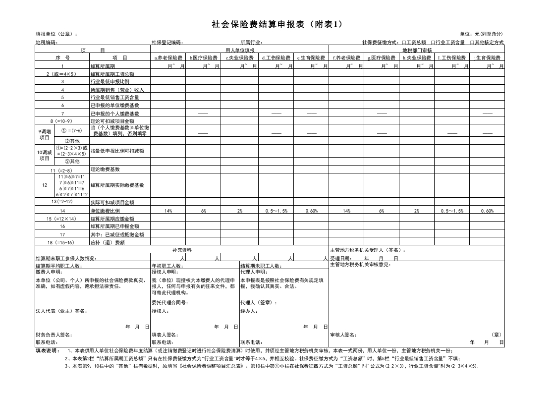 社保费结算附表 - 新网知识库-新网知识库