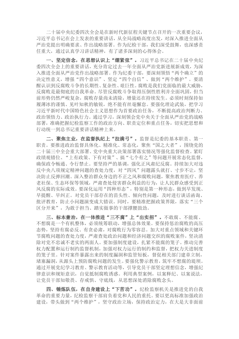纪委学习习近平总书记在二十届中央纪委四次全会上重要讲话研讨发言 - 新网知识库-新网知识库