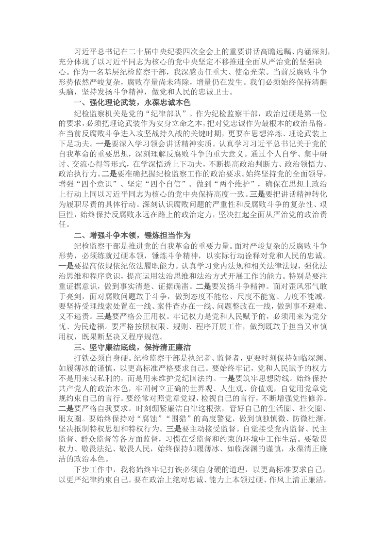 纪检干部学习二十届中央纪委四次全会精神研讨发言 - 新网知识库-新网知识库