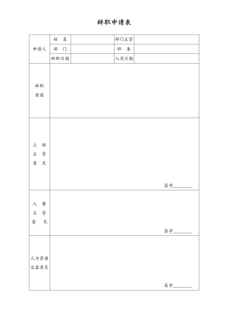 辞职申请表 - 新网知识库-新网知识库