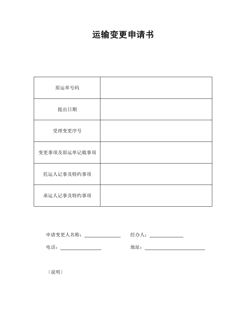 运输变更申请书 - 新网知识库-新网知识库