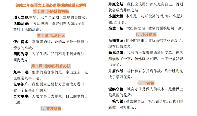 部编版二年级语文上册必须掌握的成语及解释(1) - 新网知识库-新网知识库