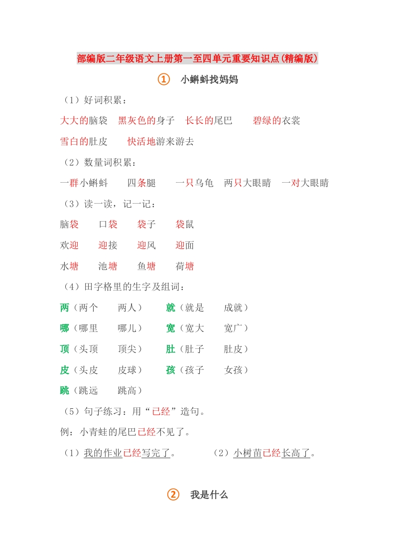 部编版二年级语文上册期中重要知识点(精编版) - 新网知识库-新网知识库