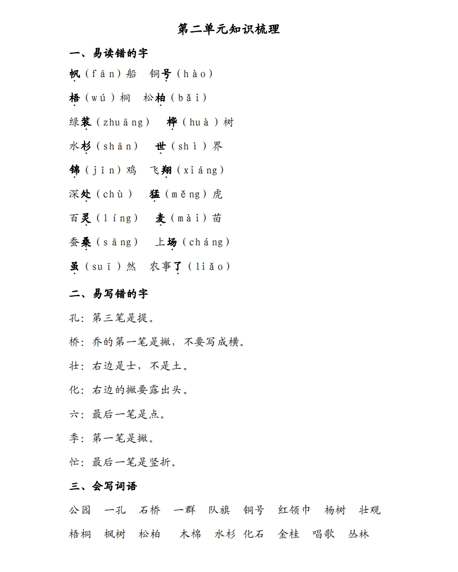 部编版二年级语文上册第二单元知识要点 - 新网知识库-新网知识库