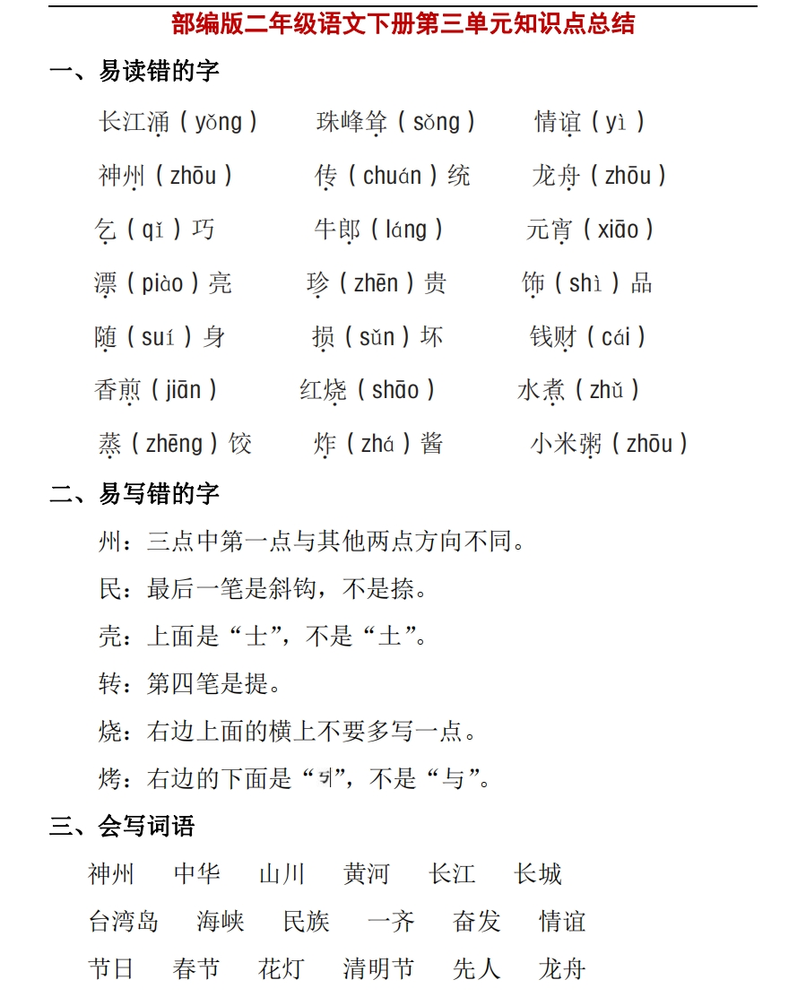 部编版二年级语文下册第三单元知识点总结(1) - 新网知识库-新网知识库