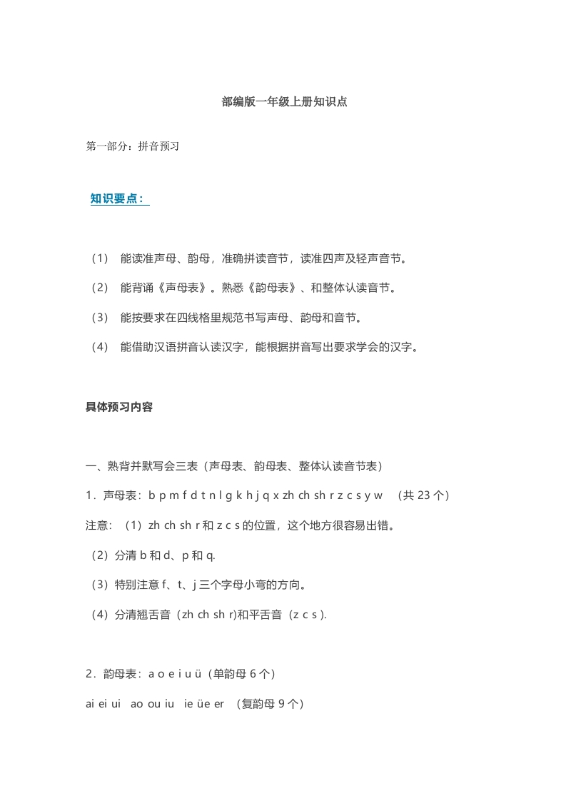 部编版语文一年级上册知识点汇总 - 新网知识库-新网知识库