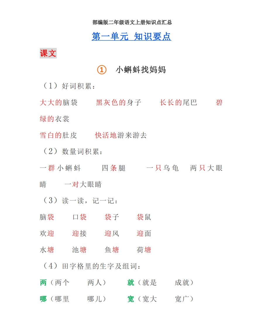 部编版语文二年级上册知识点 - 新网知识库-新网知识库